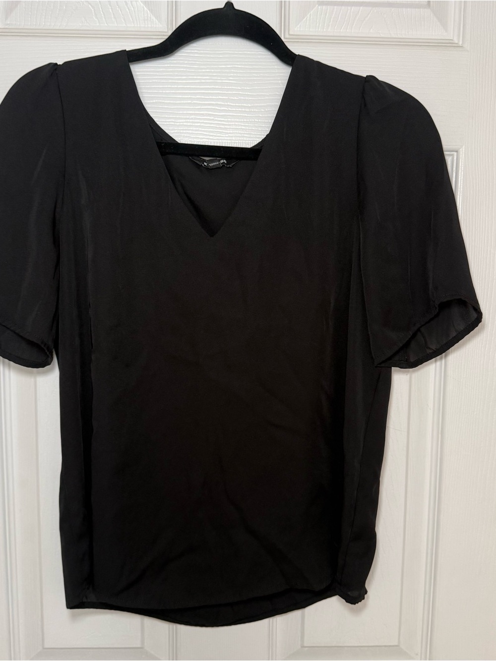 Classic Black V-Neck Women's Blouse